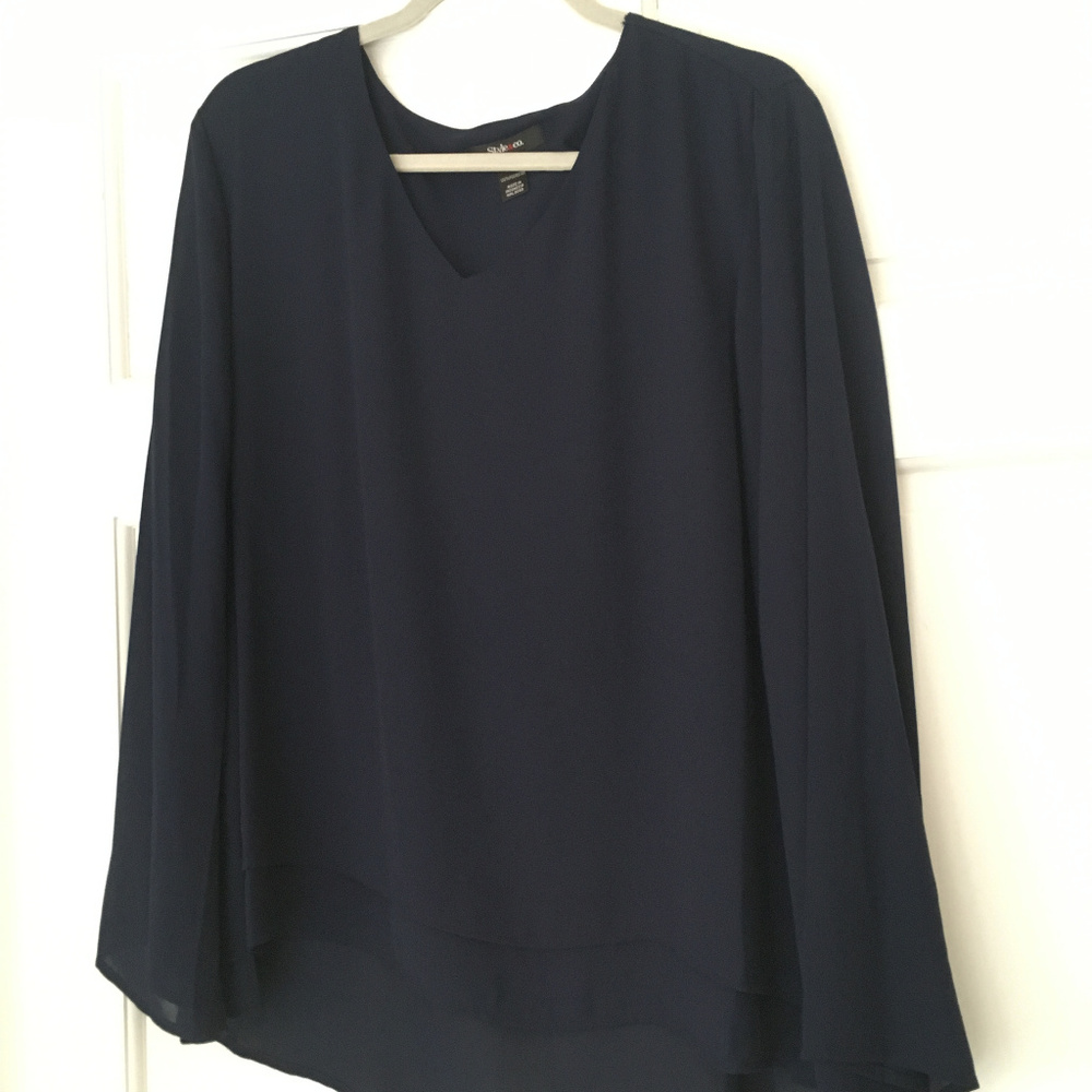 NWT women's navy blouse XL long sleeve